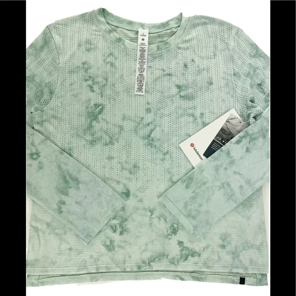 NWT lululemon Train to be Long sleeve tie dye green/white Top- RSWR/LW3EIPD - Picture 8 of 12